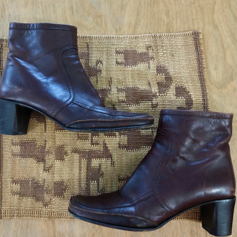 Via Spiga Brown Leather Heeled Booties
